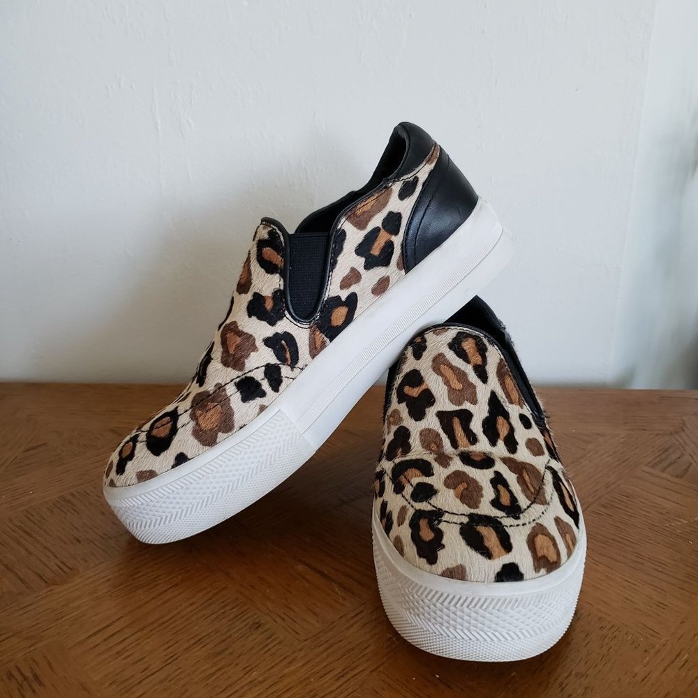 𝅺ASH Jungle Fur Slip-On Platform Sneakers Leopard Animal Print Cow Hair EUC